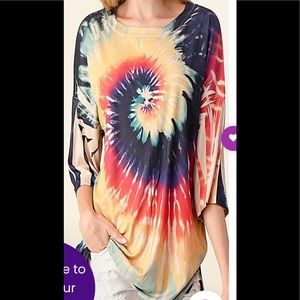 Blumin apparel rainbow rye‎ dye swirl tee. NWT. Retail 45